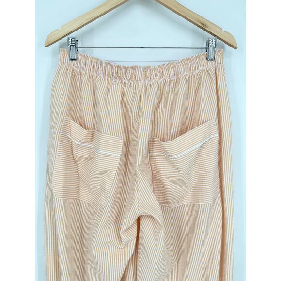 Free People Cotton Bloomers Striped Pajama Pants Elastic Waist Ruffle Hem Lounge - Picture 8 of 9